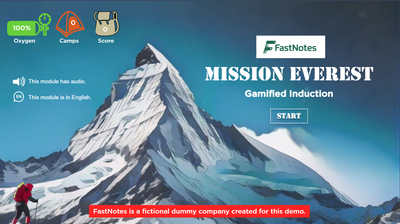 Mission Everest Gamification Home screen of Mission Everest Gamification theme for Employee Induction